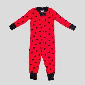 Hanna Andersson Red and Black Polka Dot Kids One Piece Sleeper - Size 6-12M